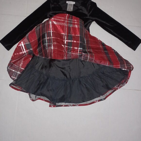 BONNIE JEAN FIT & FLARE LONG SLEEVE BOW DETAIL VELVET PLAID CHRISTMAS DRESS - Picture 5 of 7